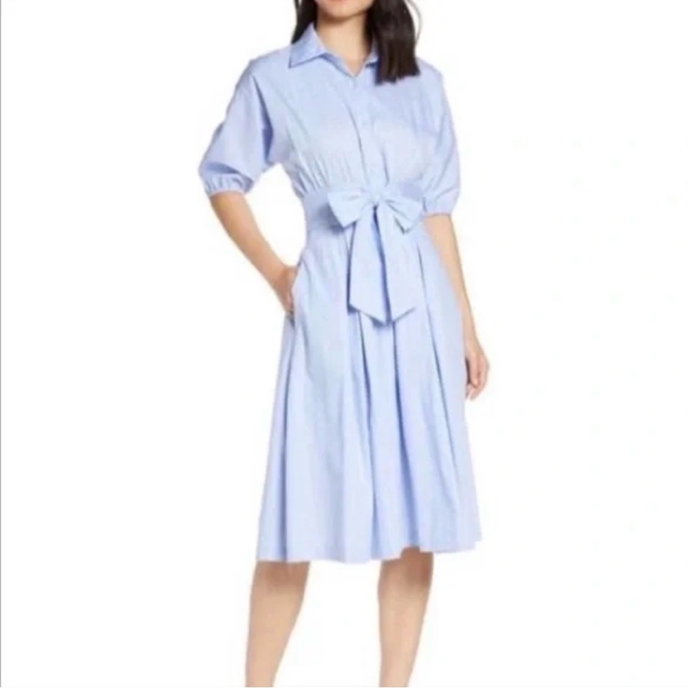 Eliza J Blue Elbow Length Sleeve Window Pane Dress NWT size 6 Easter spring